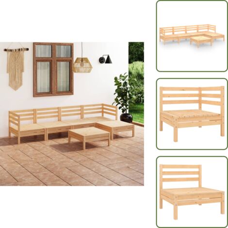 Mobili da esterno - vidaXL Set Salotto da Giardino 6 pz in Legno Massello di Pino - Divano in legno