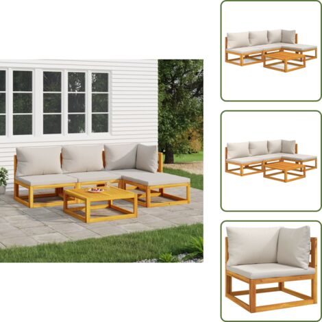 Mobili da esterno - vidaXL Set Salotto Giardino 5pz Cuscini Grigio Chiaro Legno Massello - Divano angolare