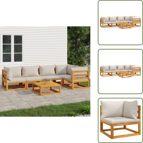 Mobili da esterno - vidaXL Set Salotto Giardino 6pz Cuscini Grigio Chiaro Legno Massello - Divano angolare