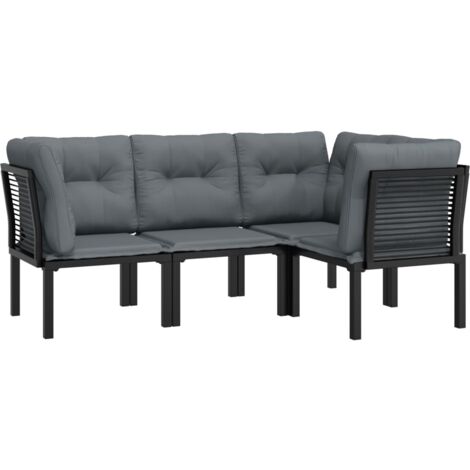 Mobili da giardino mobili da esterno set di mobili 4 pezzi in resina intrecciata nera e grigia 020016271