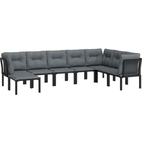 Mobili da giardino mobili da esterno set di mobili 8 pezzi in resina intrecciata nera e grigia 020017880