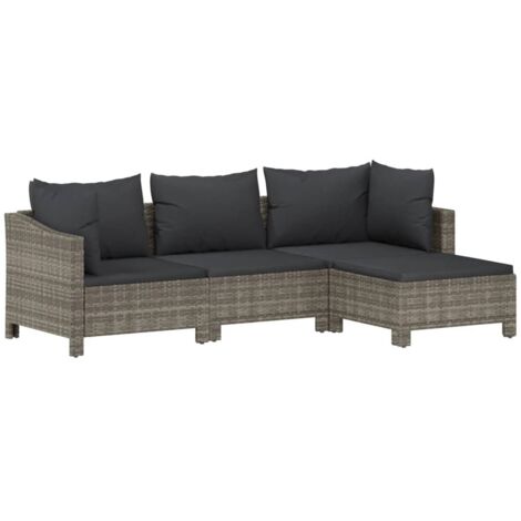 Mobili da giardino mobili da esterno Set di mobili da 4 pezzi con cuscini grigi in resina intrecciata 020016142