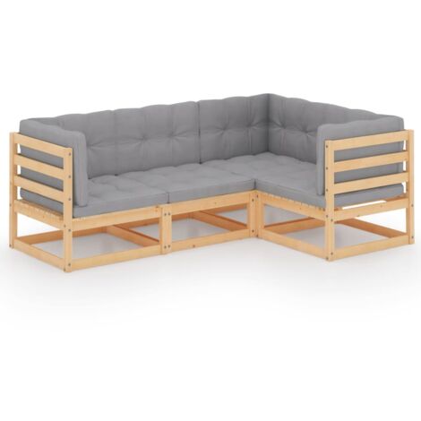 Mobili da giardino mobili da esterno Set di mobili da 4 pezzi con cuscini in legno di pino massiccio 020016114