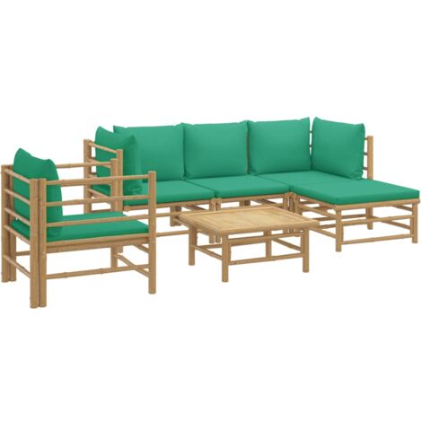 Mobili da giardino mobili da esterno Set di mobili da 6 pezzi con cuscini in bambù verde 020016957