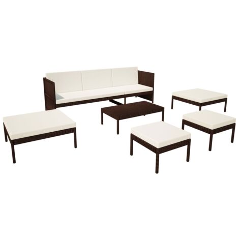 Mobili da giardino mobili da esterno Set di mobili da 6 pezzi con cuscini in resina intrecciata marrone 020016889