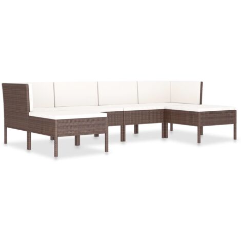 Mobili da giardino mobili da esterno Set di mobili da 6 pezzi con cuscini in resina intrecciata marrone 020016891