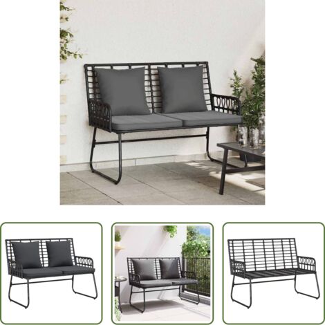 Mobili da giardino -  Panchina da giardino Nero e antracite polyrattan