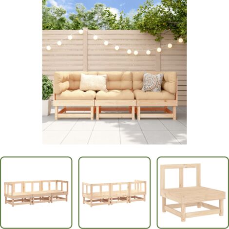 Mobili da giardino -  Set Salotto da Giardino 3 pz in Legno Massello di Pino