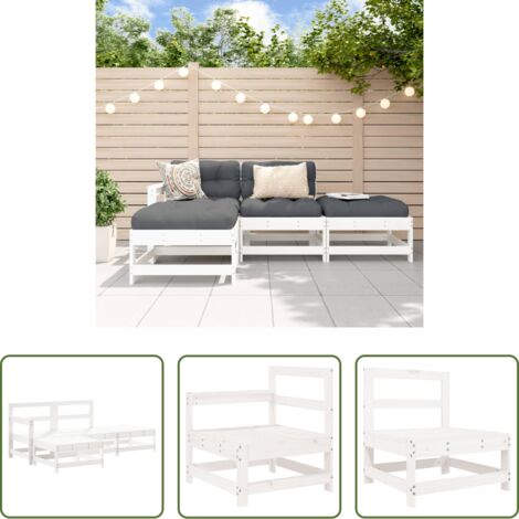 Mobili da giardino -  Set Salotto da Giardino 4 pz Bianco in Legno Massello di Pino