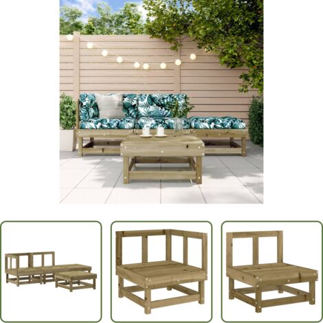 Mobili da giardino -  Set Salotto da Giardino 4 pz in Legno Impregnato di Pino