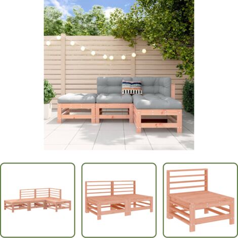 Mobili da giardino -  Set Salotto da Giardino 4 pz in Legno Massello di Douglas