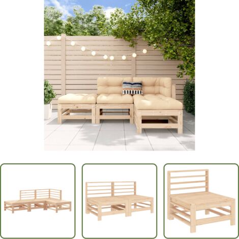 Mobili da giardino -  Set Salotto da Giardino 4 pz in Legno Massello di Pino