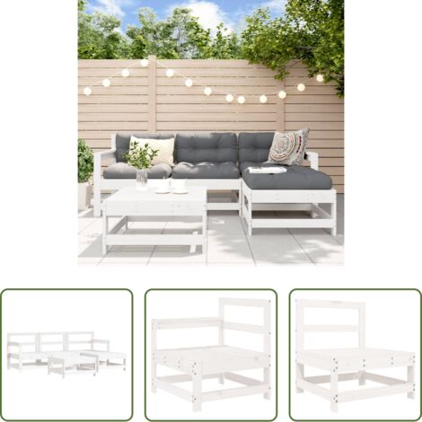 Mobili da giardino -  Set Salotto da Giardino 5 pz Bianco in Legno Massello di Pino