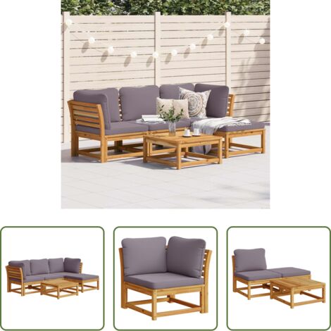 Mobili da giardino - Set Salotto da Giardino 5 pz con Cuscini Legno Massello Acacia