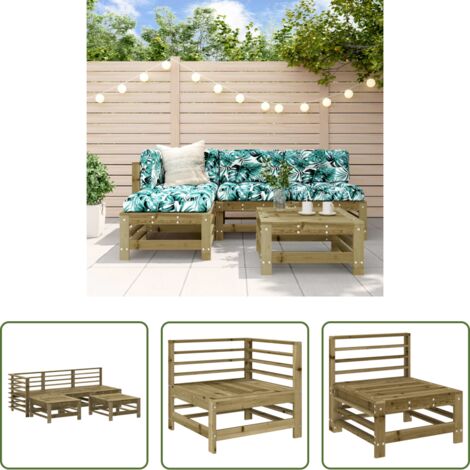 Mobili da giardino -  Set Salotto da Giardino 5 pz in Legno Impregnato di Pino