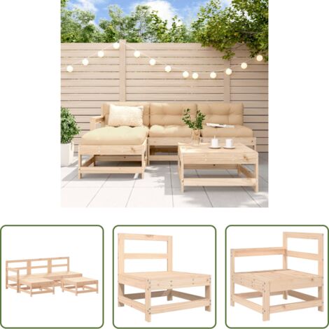 Mobili da giardino -  Set Salotto da Giardino 5 pz in Legno Massello di Pino