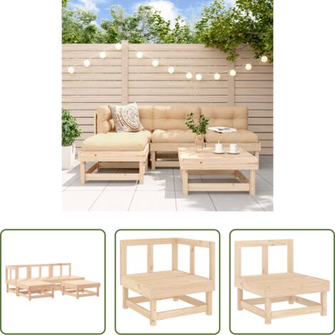 Mobili da giardino -  Set Salotto da Giardino 5 pz in Legno Massello di Pino