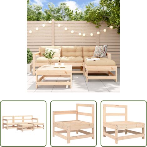 Mobili da giardino -  Set Salotto da Giardino 5 pz in Legno Massello di Pino
