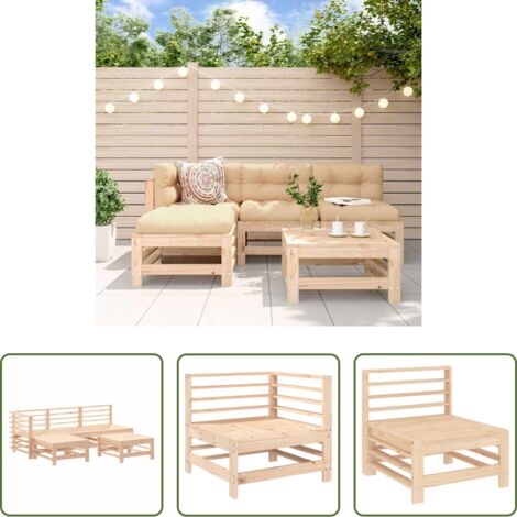 Mobili da giardino -  Set Salotto da Giardino 5 pz in Legno Massello di Pino