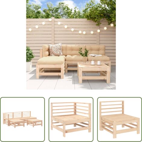 Mobili da giardino -  Set Salotto da Giardino 5 pz in Legno Massello di Pino