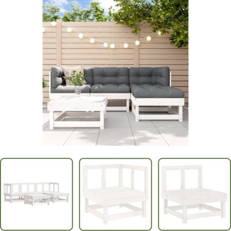 Mobili da giardino -  Set Salotto da Giardino 5 pz in Legno Massello di Pino Bianco