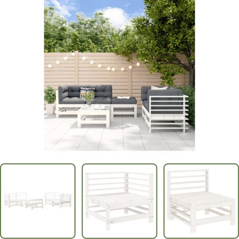 Mobili da giardino -  Set Salotto da Giardino 6 pz Bianco in Legno Massello di Pino