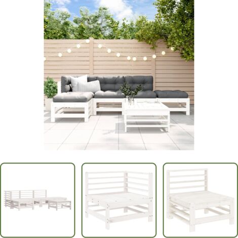 Mobili da giardino - Set Salotto da Giardino 6 pz Bianco in Legno Massello di Pino