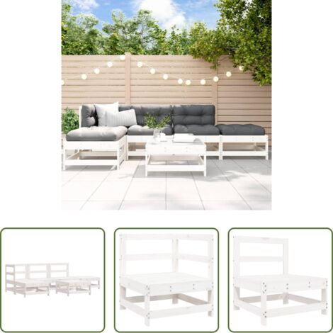 Mobili da giardino - Set Salotto da Giardino 6 pz Bianco in Legno Massello di Pino
