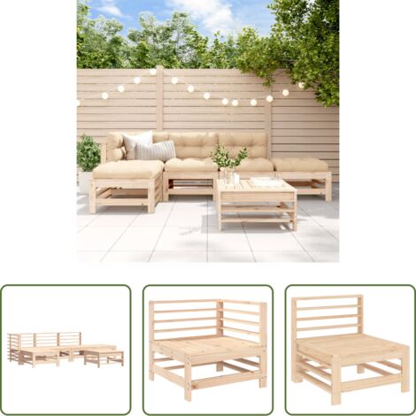 Mobili da giardino -  Set Salotto da Giardino 6 pz in Legno Massello di Pino