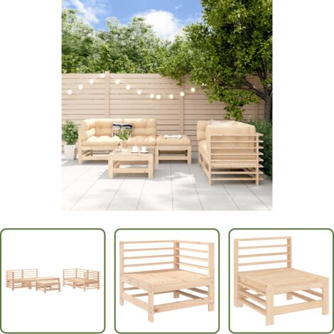 Mobili da giardino -  Set Salotto da Giardino 6 pz in Legno Massello di Pino
