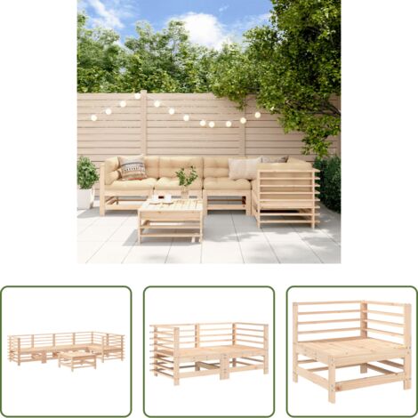 Mobili da giardino -  Set Salotto da Giardino 6 pz in Legno Massello di Pino