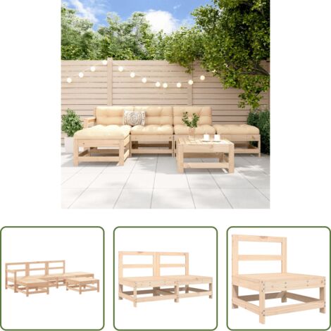 Mobili da giardino -  Set Salotto da Giardino 6 pz in Legno Massello di Pino