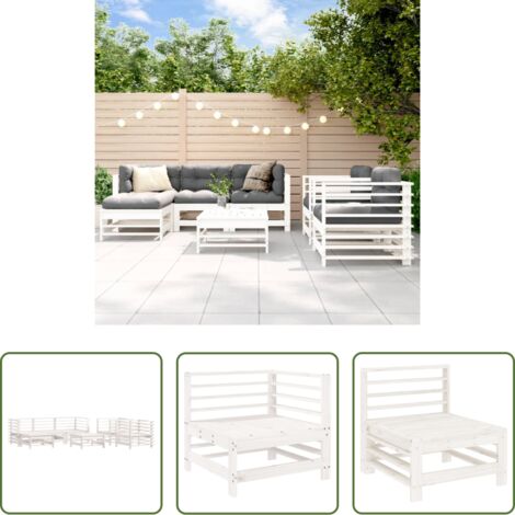 Mobili da giardino - Set Salotto da Giardino 7 pz Bianco in Legno Massello di Pino