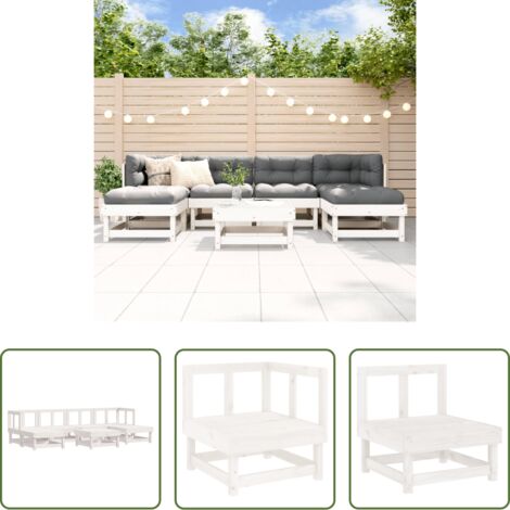 Mobili da giardino - Set Salotto da Giardino 7 pz Bianco in Legno Massello di Pino
