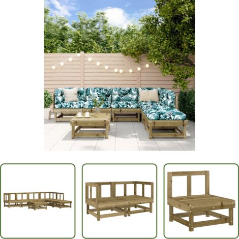 Mobili da giardino -  Set Salotto da Giardino 7 pz in Legno Impregnato di Pino