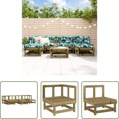 Mobili da giardino -  Set Salotto da Giardino 7 pz in Legno Impregnato di Pino