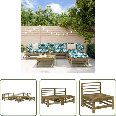 Mobili da giardino -  Set Salotto da Giardino 7 pz in Legno Impregnato di Pino