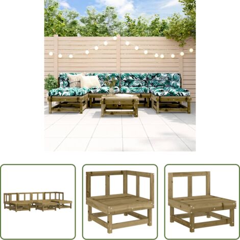 Mobili da giardino -  Set Salotto da Giardino 7 pz in Legno Impregnato di Pino