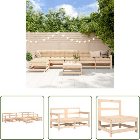 Mobili da giardino -  Set Salotto da Giardino 7 pz in Legno Massello di Pino