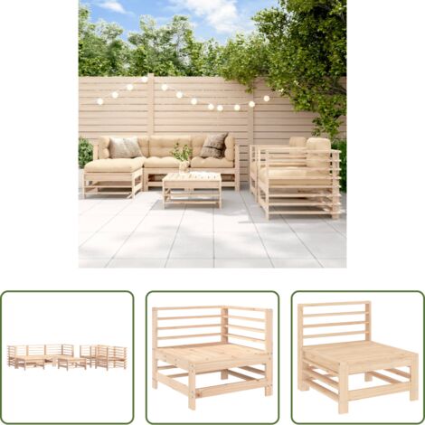Mobili da giardino -  Set Salotto da Giardino 7 pz in Legno Massello di Pino