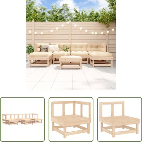 Mobili da giardino -  Set Salotto da Giardino 7 pz in Legno Massello di Pino