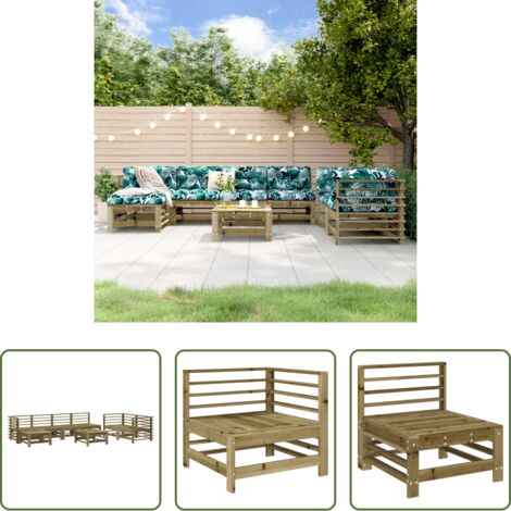 Mobili da giardino -  Set Salotto da Giardino 8 pz in Legno Impregnato di Pino