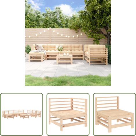 Mobili da giardino -  Set Salotto da Giardino 8 pz in Legno Massello di Pino