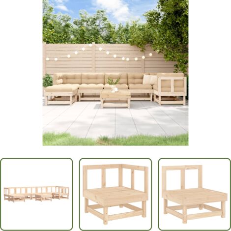 Mobili da giardino -  Set Salotto da Giardino 8 pz in Legno Massello di Pino