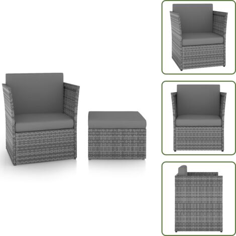 Mobili da giardino - vidaXL Sedia da Giardino con Poggiapiedi in Polyrattan Antracite - Cuscini per seduta