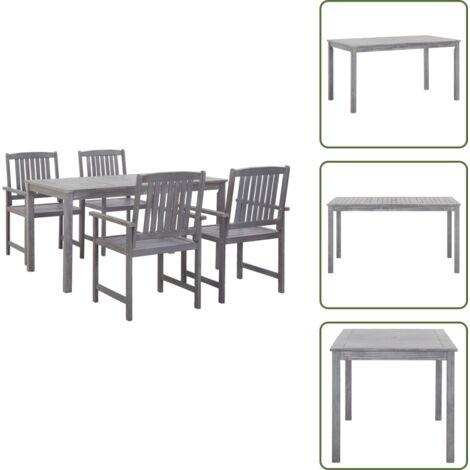 Mobili da giardino - vidaXL Set da Pranzo da Giardino 5 pz Grigio Legno Massello di Acacia - Ombrellone per tavolo