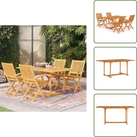 Mobili da giardino - vidaXL Set da Pranzo da Giardino 5 pz in Legno Massello di Teak - Tavolo da pranzo da giardino