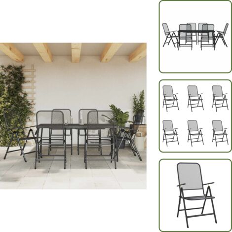 Mobili da giardino - vidaXL Set da Pranzo da Giardino 7pz Antracite in Rete Metallica - Design a rete