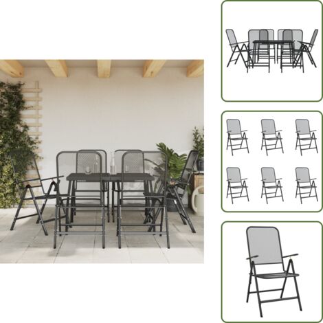 Mobili da giardino - vidaXL Set da Pranzo da Giardino 7pz Antracite in Rete Metallica - Design a rete