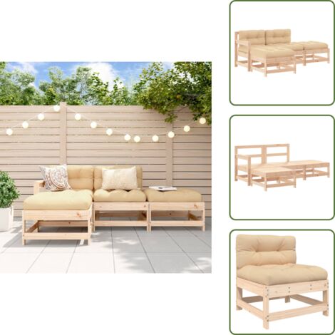 Mobili da giardino - vidaXL Set Divani da Giardino 4 pz con Cuscini in Legno Massello - Divani da esterno